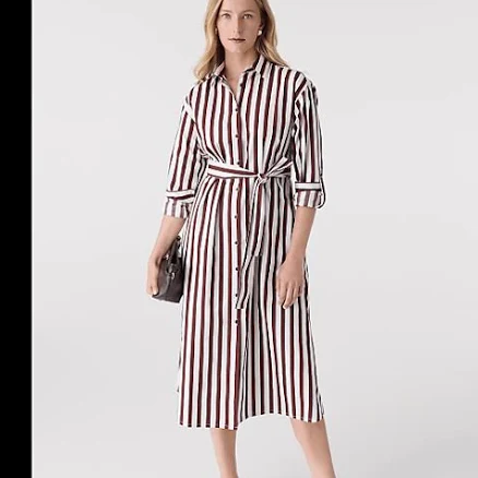 Ann Taylor Women's Striped Collared Midi Shirtdress