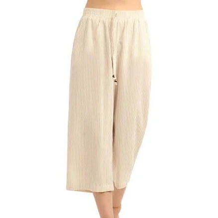 AB Studio Women's Pull-On Wide Leg Striped Cropped Pants