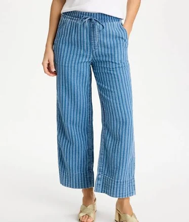 Chico's Women's Gauze Striped Wide Crop Jeans