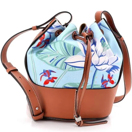 Loewe x Paula's Balloon Waterlily-Print Canvas and Calfskin