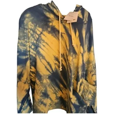 Sandro Tie-Dye Cotton Hoodie Yellow Blue Size M FR