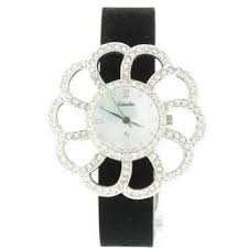 Black Swarovski Crystal Flower WatchBlack Swarovski Crystal Flower Watch