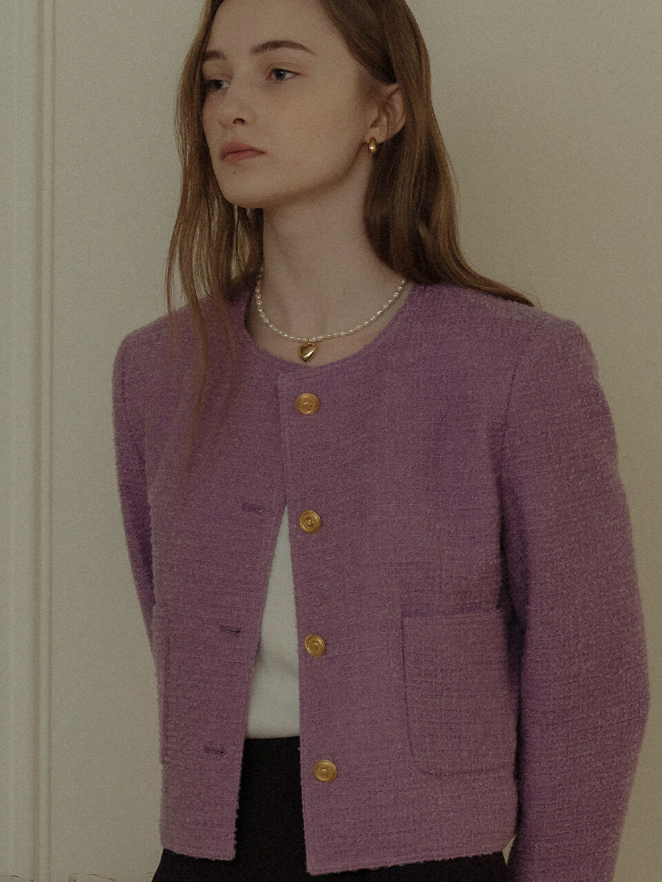 Romantic Tweed Jacket_Purple