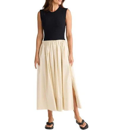 Brave+True Daphne Mixed Media Sleeveless Dress Womens
