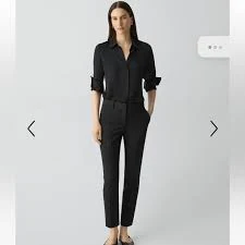 Theory Treeca Pant in Good Wool, black, size 6