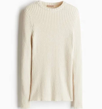 Ladies H&M Cream Rib-knit top