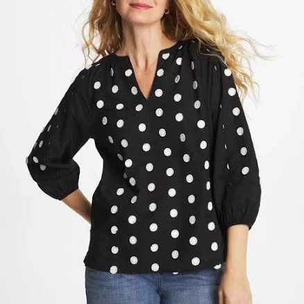 Chico's Women's Textured Polka Dot Blouse