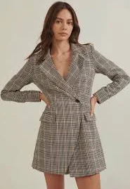 Plaid Notch Lapel Romper