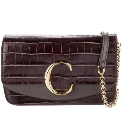 Chloé C Mini Croc-effect Leather Shoulder Bag