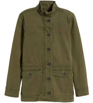 Cotton Blend Utility Jacket In Olive Night