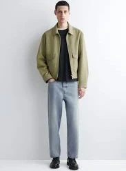 Cotton-Blend Zip-Up Utility Jacket