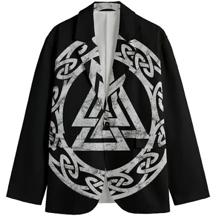 Viking Valhalla Symbol Print Cotton Blazer