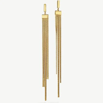 SOKO Safu Herringbone Drop Earrings in 24K Gold Plated