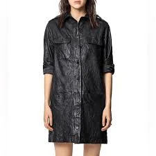 Zadig & Voltaire - Rexy Crinkle Leather Dress - Black - Size: 34 Regular