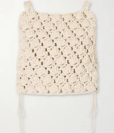 Balmain Cropped Crochet Cotton Top - Women - Ecru Tops - S