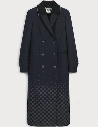 NAVY CHECKED COAT