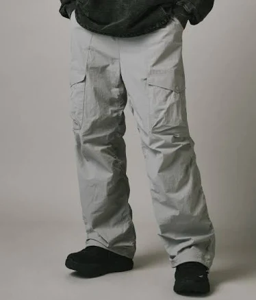 VERDNT Front Cargo Nylon Wide Shirring Pants