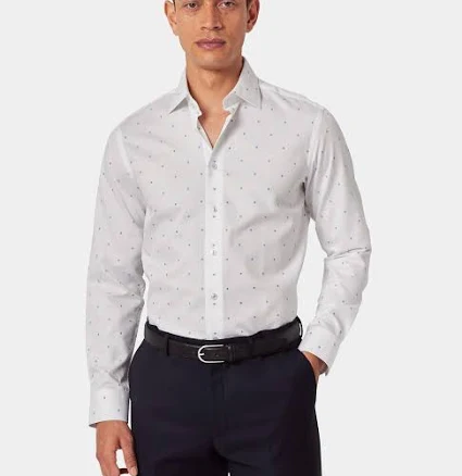 Men's Hawes & Curtis Slim Fit White & Blue Diamond Weave Curtis Shirt