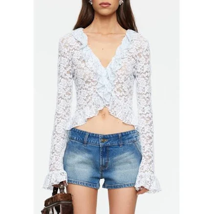 Lioness Women's Long Nights Lace Ruffle Crop Top