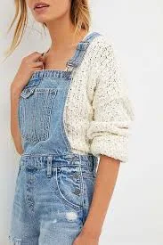 Hidden Jeans Frayed Denim Short Overalls