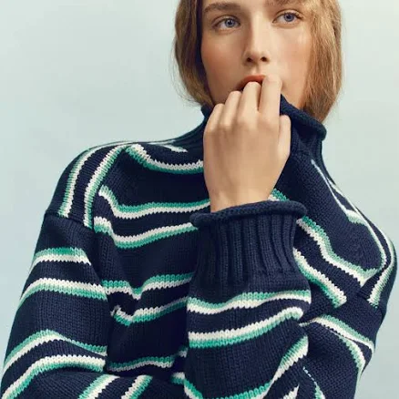J.Crew Women's 2025 Rollneck Stripe Sweater