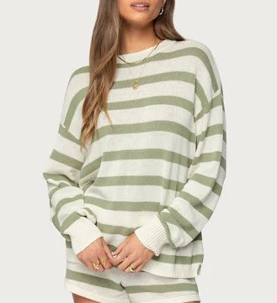 Edikted Women's Amaris Oversized Striped Knit Sweater
