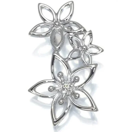 Auth Tasaki Pendant Diamond Solitaire Flower Openwork 18k 750 White