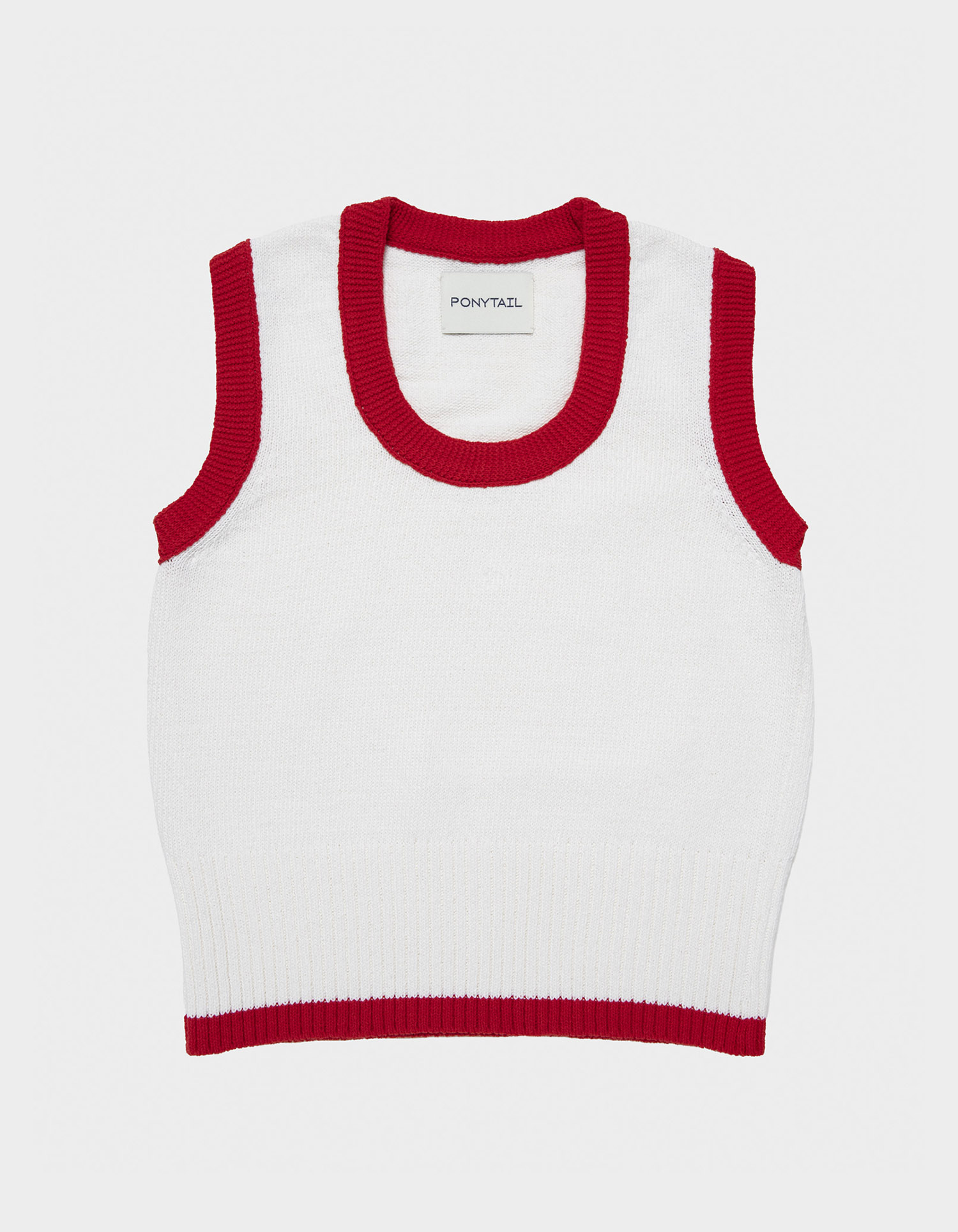CLEAMO Two Tone Cotton Vest (WHITE & RED)