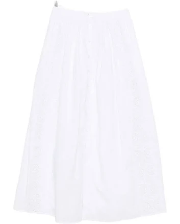 CELINE Women's Embroidered Cotton Midi Skirt