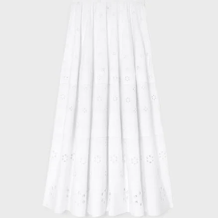 CELINE Women's Broderie Anglaise Cotton Skirt