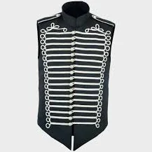 Unisex Black Officer's Military Coat Braided Jacket