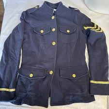 Delia*s Military Jacket Sz M Navy w gold braid detail and insignia academia Y2K