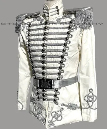 Military Jacket with Silver Braids and Brass Buttons