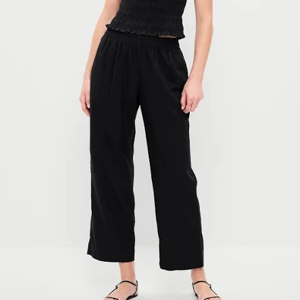 Old Navy Women's High-Waisted Linen-Blend Straight Ankle Pants