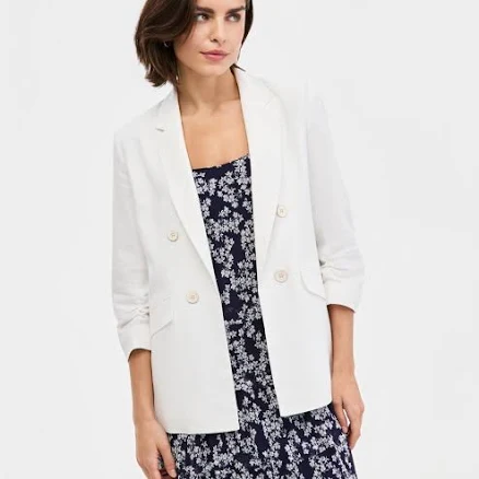 Jones New York Women's Faux Double-Breasted Linen-Blend Jacket