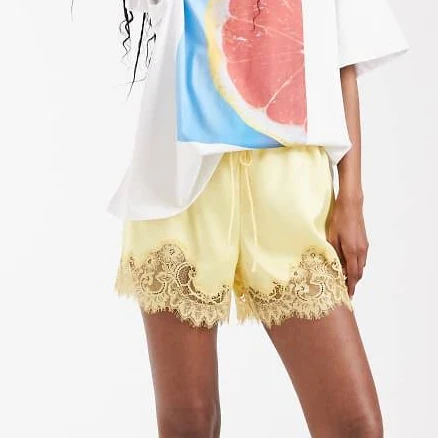ASOS Satin Lace Trim Drawstring Waist Shorts