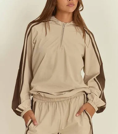 PrettyLittleThing Women's Shell Contrast Stripe Hooded Track Jacket