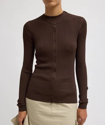 Ribbed Sweater Slim Cardigan