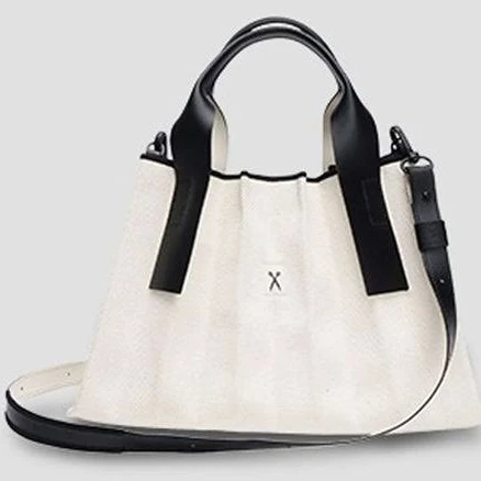 Top Rated Lucky Pleats Canvas Tote S - Ivory Black Premium Golf & Lifestyle Wear