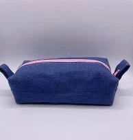 Small Handmade Linen Cotton Box Bag/Pouches with pink or yellow contrasting lining
