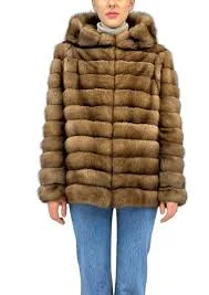 Sable Jacket with Hood Reversible "Rita"