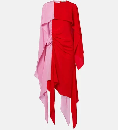 JW Anderson, Draped caped silk midi dress, Women, Pink, US 10, Dresses