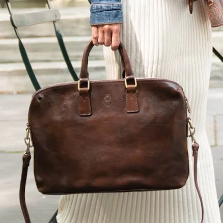 Leather NYPL Bookbinding Stamp Briefcase