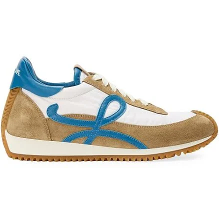 LOEWE Men's Flow Runner 2.0 Leather & Suede Low-Top Sneakers - Sand Blue White - Size 11