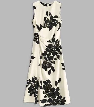 Sleeveless Pleated Floral Print Dress