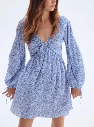 H&M Ladies Floral Plissé Dress