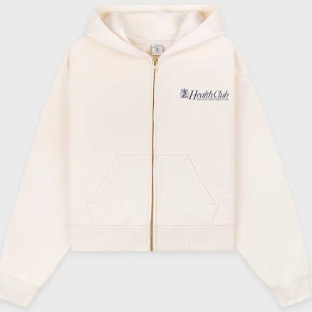 Sporty & Rich Lion Health Cropped Zip Hoodie