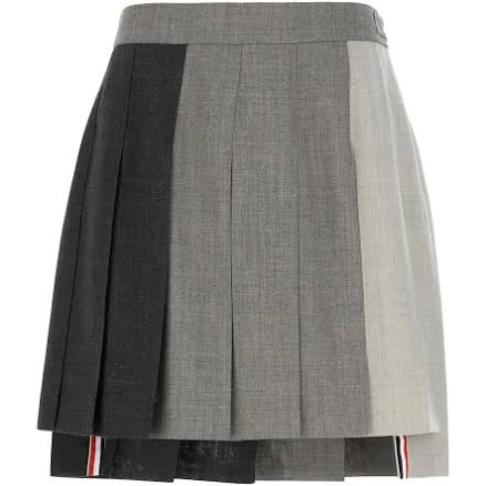 Thom Browne - fresco Funmix pleated mini skirt - women - Wool/Cupro - 36 - Grey