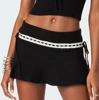 Edikted Women's Khloe Lacey Ribbon Knit Mini Skirt