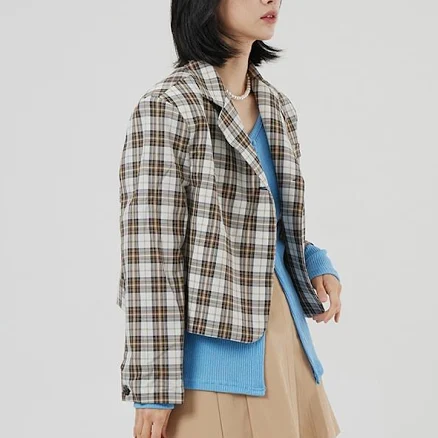 Check Crop Blazer